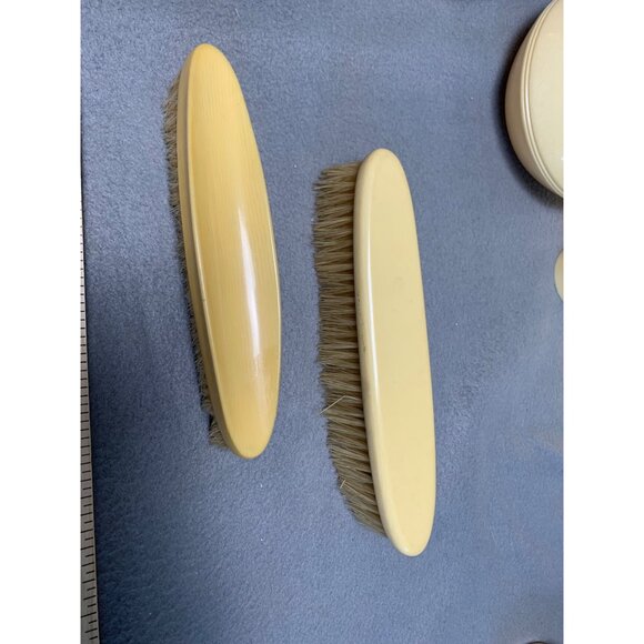 Vintage 13-Piece Ivory Celluloid Vanity Set with Brushes Jars & Tray - Picture 15 of 16